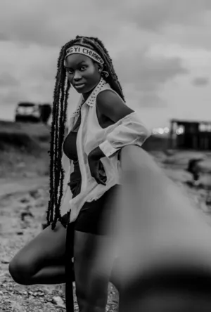 Black And White Beach Portrait