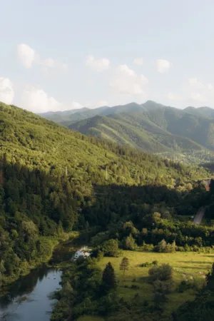 Green Mountains And River