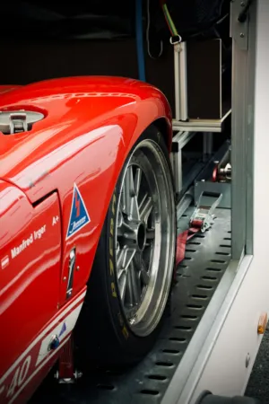 Red Race Car On Transporter