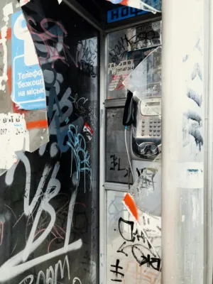 Graffiti-Covered Phone Booth