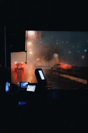 Rainy Night Window View