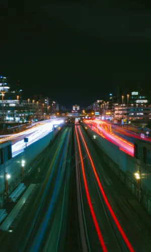 Night Cityscape With Light Trails
