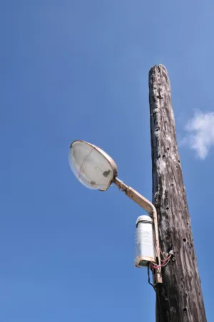 Street Light On A Wooden Post