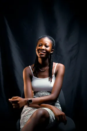 Smiling Woman In Studio