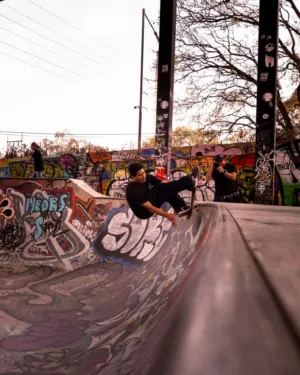 Skateboarding In A Graffiti Park