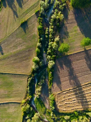 Aerial View Of A Countryside Landscape