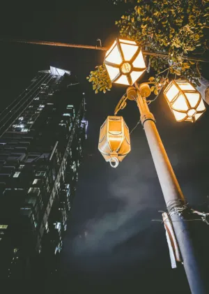 Urban Nightscape With Lanterns
