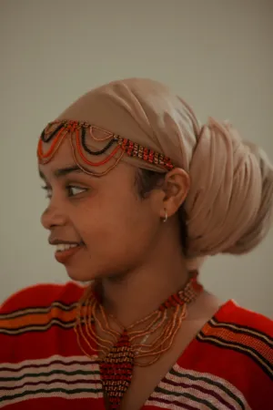 Traditional African Head Wrap And Jewelry