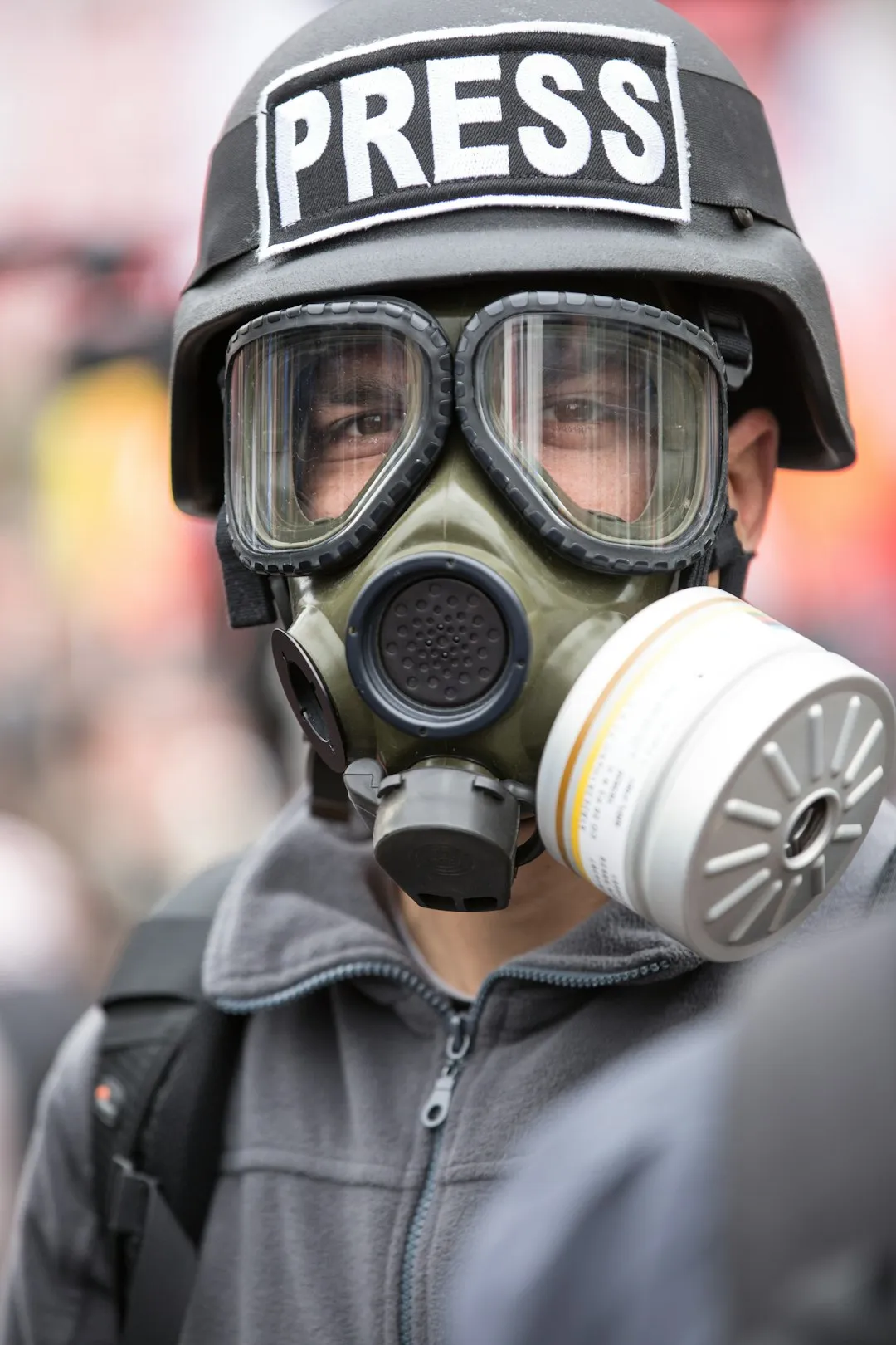 Journalist In Protective Gear