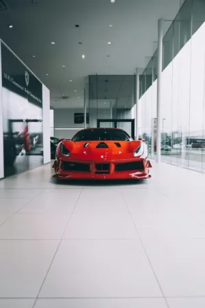 Red Ferrari In Showroom