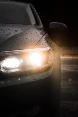 Rainy Night Car Headlights