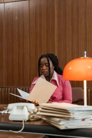 Office Worker Reviewing Documents
