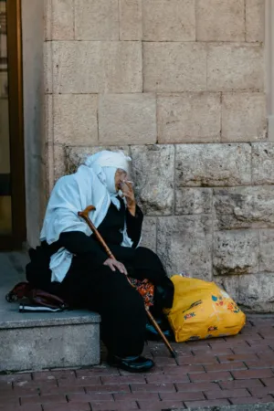 Old Woman Smoking Cigarette