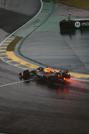 F1 Race Car On Wet Track