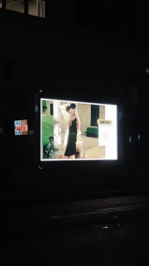 Nighttime Cityscape With Advertisement