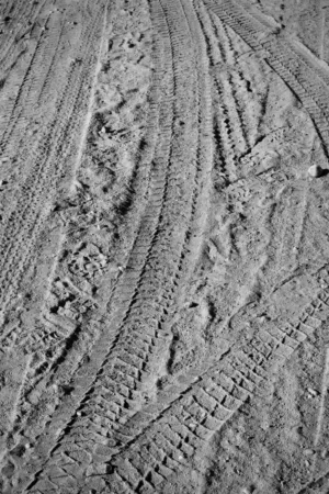 Tire Tracks On Sand