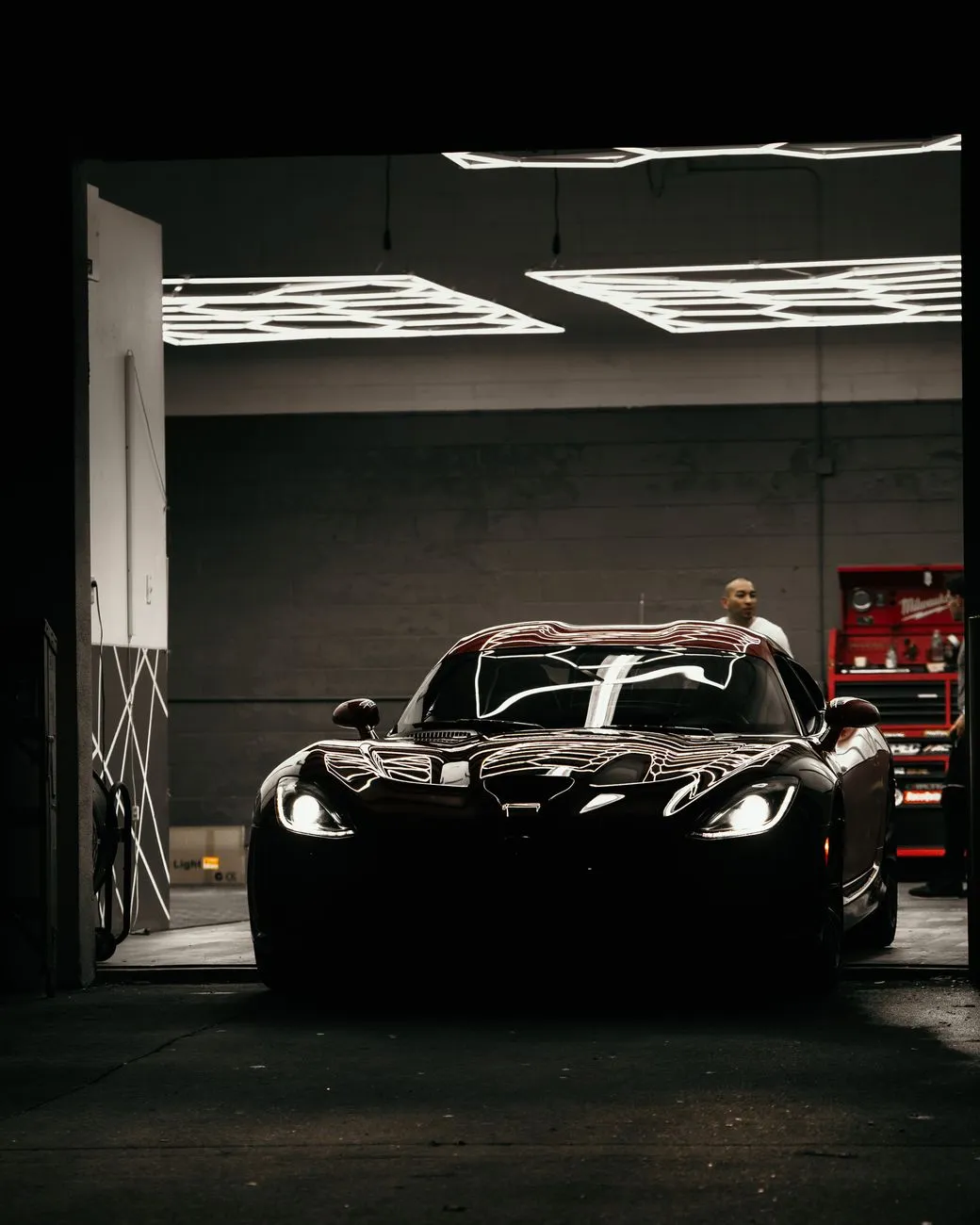 Black Sports Car In Garage