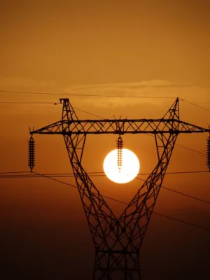 Sunset With Power Lines