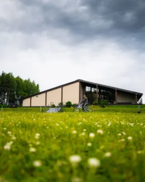 Bicyclist In A Field