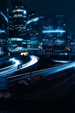 Night Cityscape With Light Trails