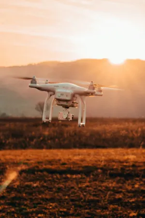 Drone In Flight At Sunset