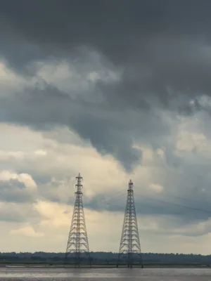 Power Lines Against Stormy Sky