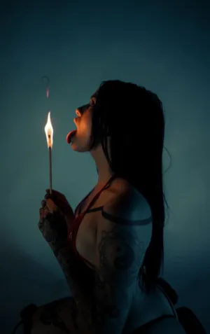 Tattooed Woman With Burning Match