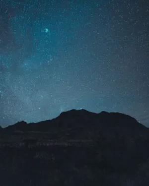 Silhouette Of A Mountain Under A Starry Night Sky