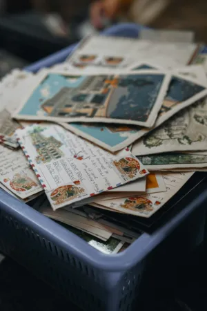 Postcards Piled In A Basket