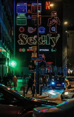 Night Cityscape With Neon Signs