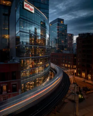 Modern Cityscape With Train Tracks