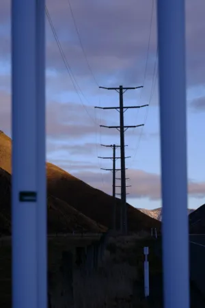 Electric Pylons At Sunset