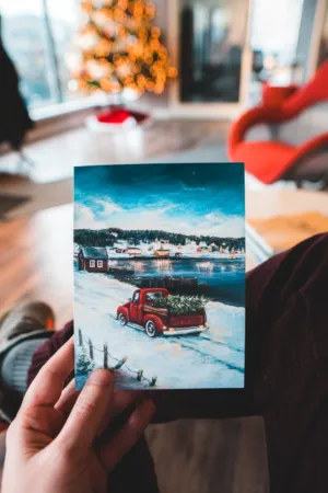 Christmas Card With Red Truck