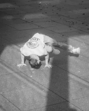 Man Performing A Handstand