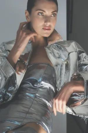Fashion Model In Metallic Outfit