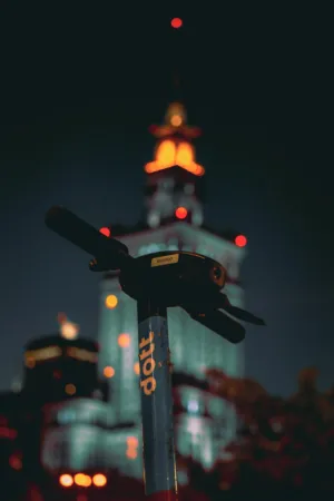 Night Cityscape With Street Lamp