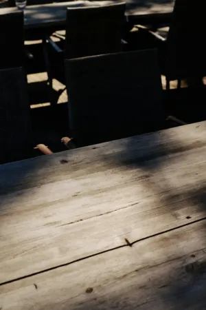 Wooden Table In Sunlight