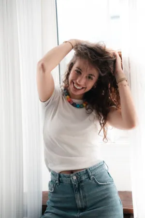 Happy Woman With Curly Hair