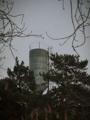 Industrial Silo Amongst Trees