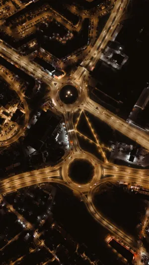 Night Cityscape With Roundabout