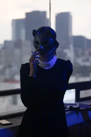 Cat Mask In Urban Setting