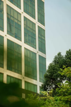 Modern Building With Green Glass