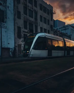Urban Sunset With Tram