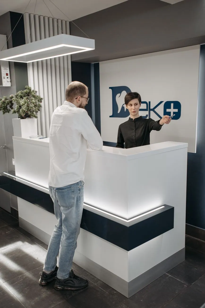 Modern Reception Desk Interaction