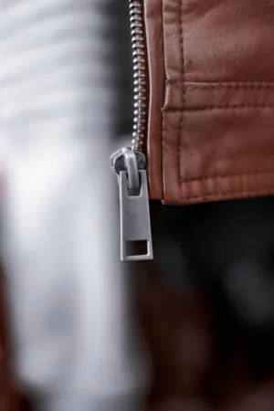Brown Leather Jacket Zipper