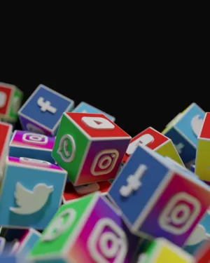 Social Media Icons On Colorful Cubes