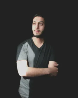 Man In Black V-Neck T-Shirt