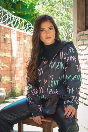 Fashionable Woman In A Colorful Jacket