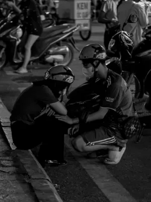 Street Scene With Motorcyclists