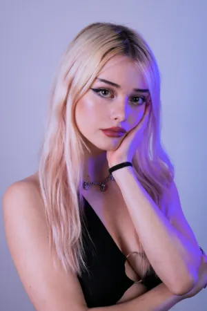 Blonde Model In Black Top